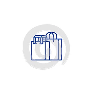 Shopping bags line icon concept. Shopping bags flat  vector symbol, sign, outline illustration.