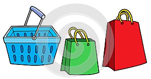 Shopping basket and bags