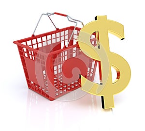 Shopping Basket With Dollar Symbol