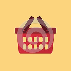 Shopping basket flat icon. Shopping cart symbol, modern minimal flat design style. Vector illustration