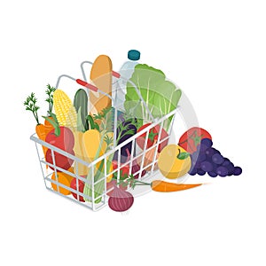 Shopping basket with fresh vegetables