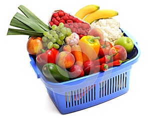 A shopping basket full of fresh produce