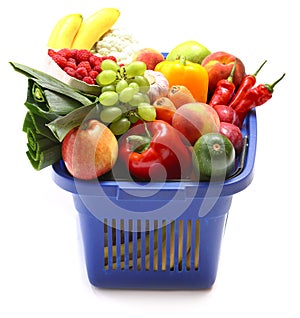 A shopping basket full of fresh produce