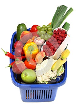 Shopping basket full of fresh produce