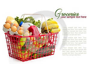 Shopping basket with groceries