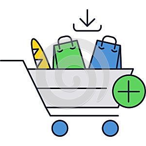 Shopping basket icon grocery purchase flat vector