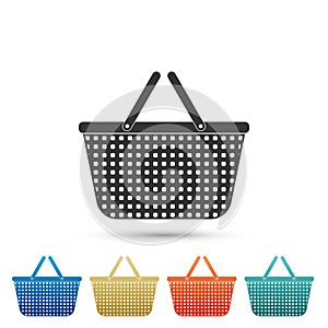 Shopping basket icon isolated on white background. Set elements in colored icons. Flat design. Vector