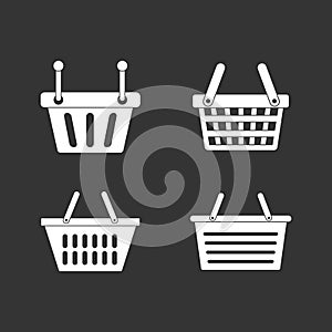 Shopping basket icon set grey vector