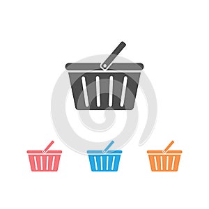 Shopping basket icon set vector flat sign symbols logo illustration isolated on white background black color.Concepts