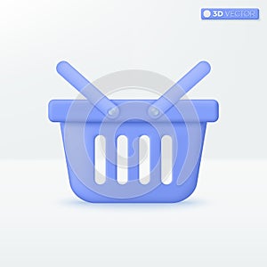 Shopping basket icon symbols. support, Grocery shop, market, sale event, online Shopping concept. 3D vector isolated illustration