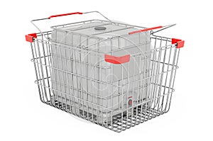 Shopping basket with intermediate bulk container, 3D rendering