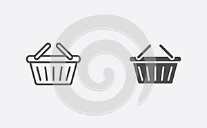 Shopping basket outline and filled vector icon sign symbol