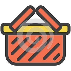 Shopping basket vector icon for grocery online shop