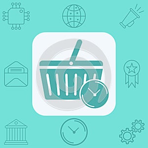 Shopping basket vector icon sign symbol