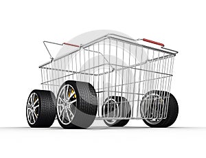 Shopping basket with wheels