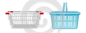 Shopping baskets, supermarket metal, plastic carts