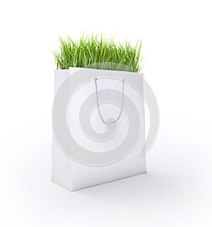 Shopping carry bag with fresh grass