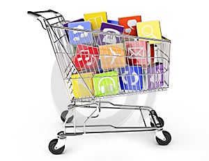 Shopping cart with application software icons