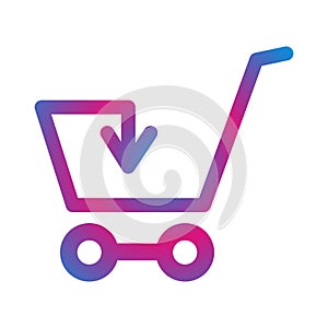 Shopping cart with arrow, neon color, eps. photo