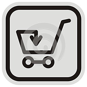 Shopping cart with arrow,frame,vector button photo