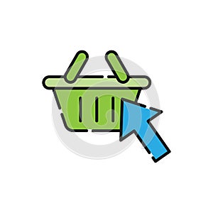 Shopping Cart with Arrow icon Vector Design. Shopping Cart icon with Arrow design concept for e-commerce, online store and