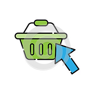 Shopping Cart with Arrow icon Vector Design. Shopping Cart icon with Arrow design concept for e-commerce, online store and