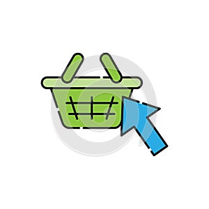 Shopping Cart with Arrow icon Vector Design. Shopping Cart icon with Arrow design concept for e-commerce, online store and