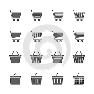 Shopping cart & basket icons set