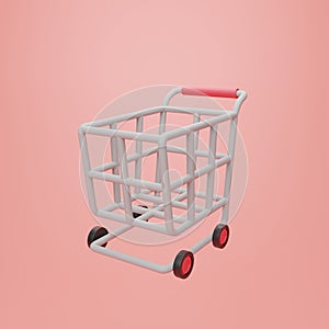 shopping cart or Basket on pink background.