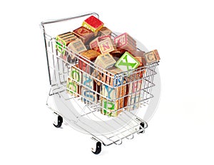 Shopping cart with blocks