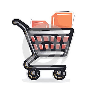 a shopping cart with boxes in it photo