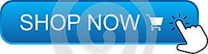 Shopping Cart Buy Now Button. Click Here Button. Buy now red button with hand cursor. Button hand pointer clicking. Click here