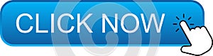 Shopping Cart Buy Now Button. Click Here Button. Buy now red button with hand cursor. Button hand pointer clicking. Click here