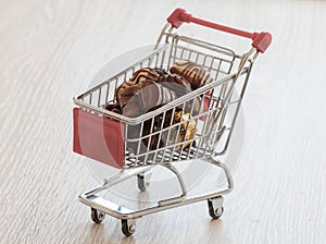 Shopping cart with chocolate confectionery