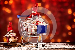 Shopping cart with christmas gifts