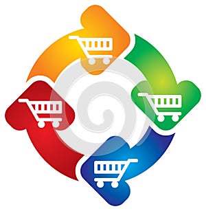 Shopping cart with circle arrows