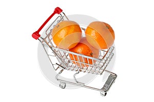 Shopping cart with clementines