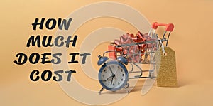 Shopping cart with a clock on it