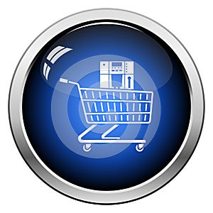 Shopping Cart With Cofee Machine Icon