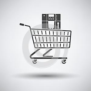 Shopping Cart With Cofee Machine Icon