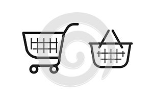 Shopping cart, consumer basket icon. Vector illustration