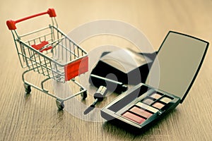 Shopping cart with cosmetics