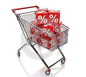 Shopping cart with cubes of percent