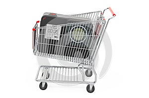 Shopping cart with dashcam. 3D rendering