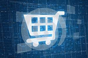 Shopping cart on digital background