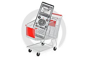 Shopping cart with digital voice recorder, 3D rendering