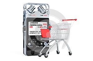 Shopping cart with digital voice recorder, 3D rendering