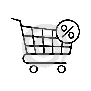 Shopping cart and discount icon. Sale signs, isolated on a white