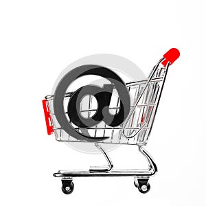 Shopping cart with email symbol