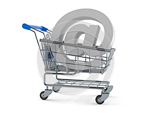 Shopping cart with email symbol